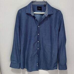 LAST CHANCE!! 3/$15 Calabrum London Navy Checkered Men's Shirt